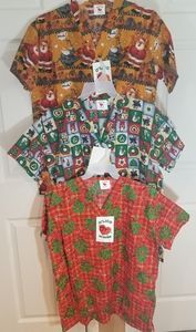O'Lico Holiday Uniform Scrub top Ladies size L